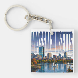 Massachusetts Boston Harbour Historic Coastal Skyl Key Ring