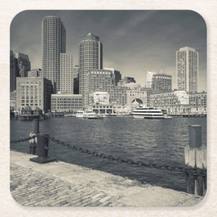 Massachusetts, Boston, Rowe's Wharf buildings Square Paper Coaster