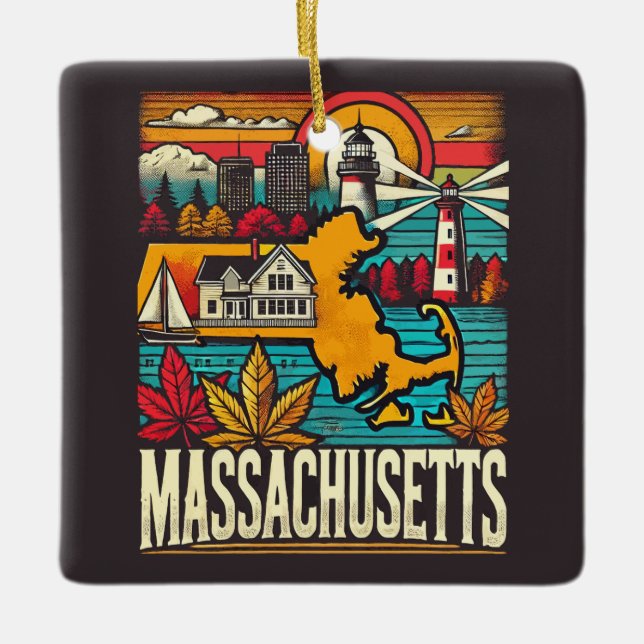 Massachusetts Ceramic Ornament (Front)