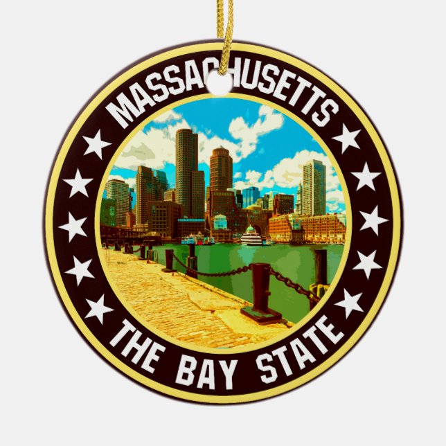 Massachusetts                                      ceramic tree decoration (Front)