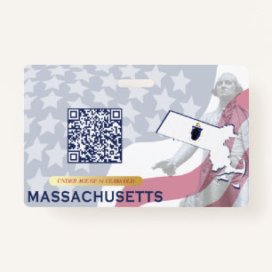 MASSACHUSETTS - Child ID - USA Flag Background ID Badge