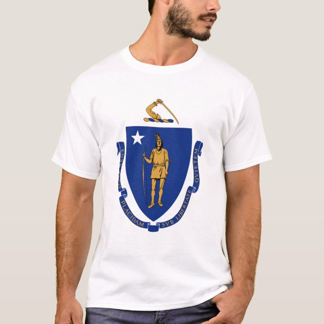Massachusetts coat of arms, American T-Shirt (Front)