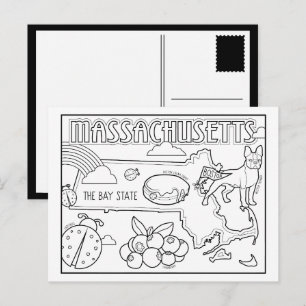 massachusetts colour me collage postcard