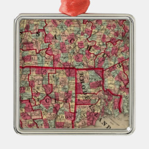 Massachusetts, Connecticut, and Rhode Island Metal Tree Decoration