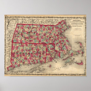 Massachusetts, Connecticut, and Rhode Island Poster