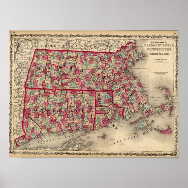 Massachusetts, Connecticut, and Rhode Island Poster (Front)