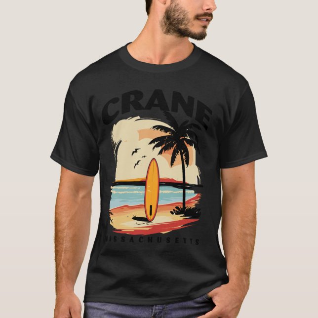 Massachusetts Crane Surfboard Surfing Men Women T-Shirt (Front)