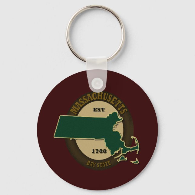 Massachusetts Est 1788 Key Ring (Front)