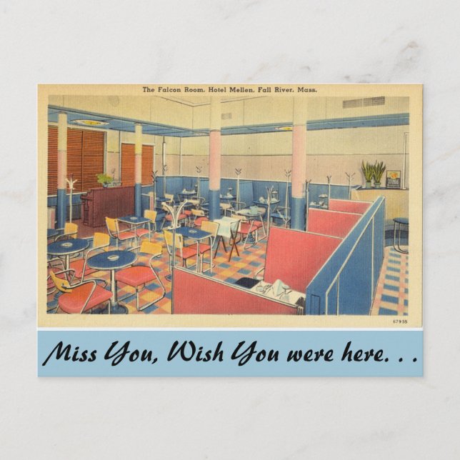 Massachusetts Falcon Room, Fall River Postcard (Front)