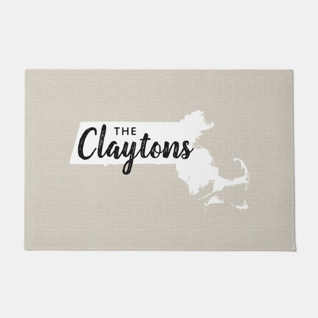 Massachusetts Family Monogram State Doormat (Front)