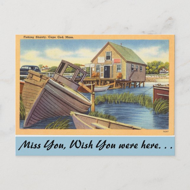 Massachusetts, Fishing Shanty, Cape Cod Postcard (Front)