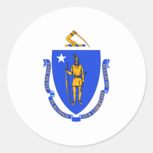 Massachusetts Flag Classic Round Sticker
