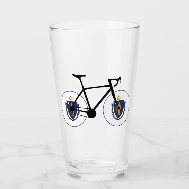 Massachusetts Flag Cycling Glass (Front)