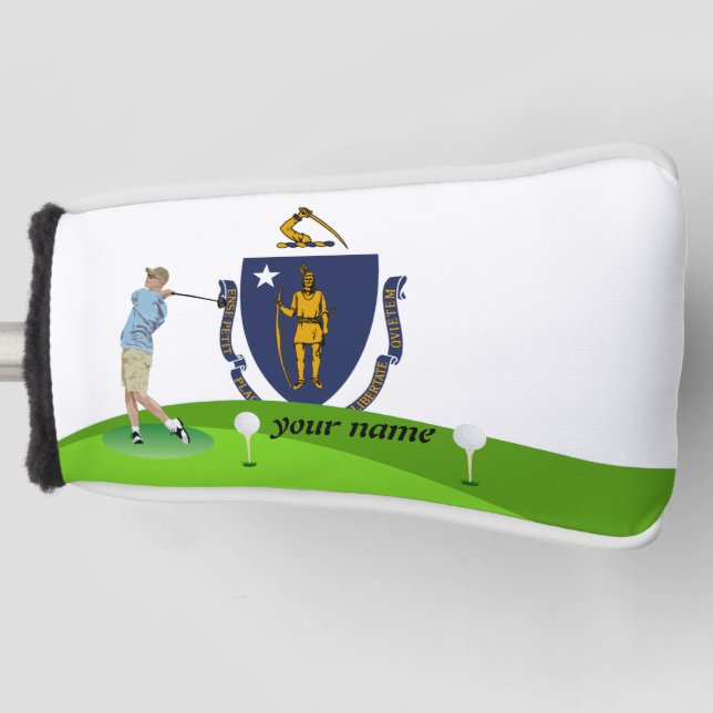 Massachusetts flag golf head cover (Front)