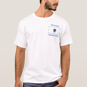 Massachusetts Flag Map City T-Shirt