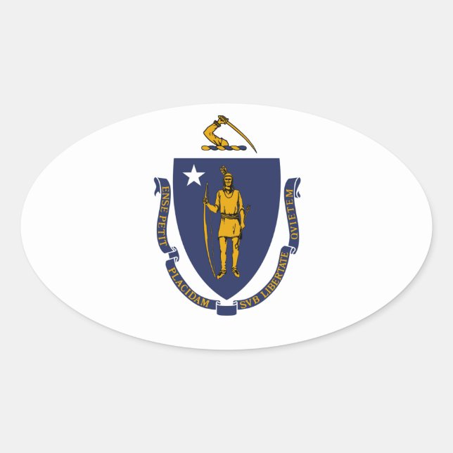Massachusetts flag oval sticker (Front)