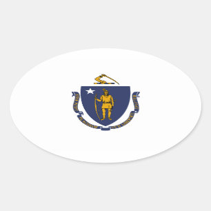 Massachusetts flag oval sticker