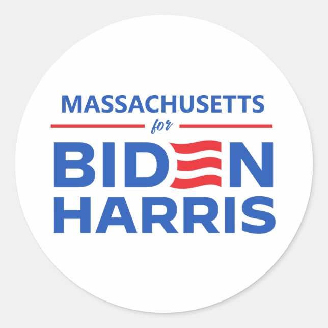 Massachusetts for Biden Harris Classic Round Sticker (Front)