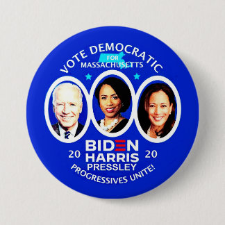 Massachusetts for Biden / Harris / Pressley 7.5 Cm Round Badge
