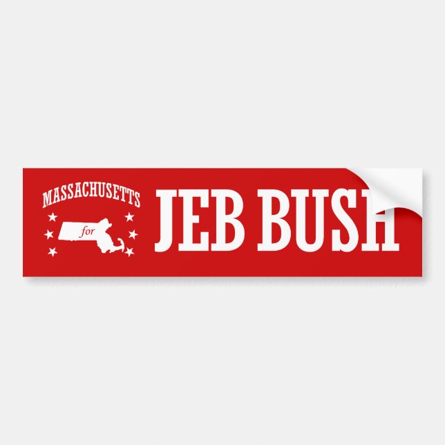 MASSACHUSETTS FOR JEB BUSH BUMPER STICKER (Front)