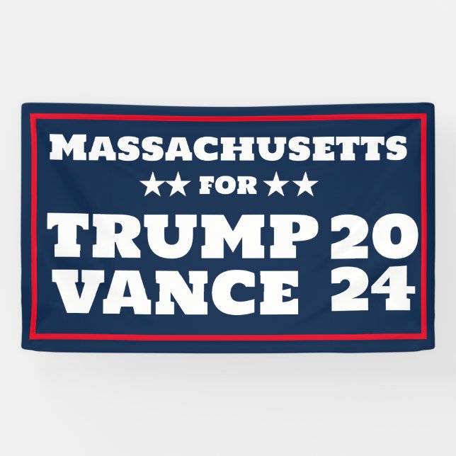 Massachusetts for  Trump Vance 2024 Banner (Horizontal)