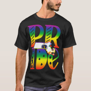 Massachusetts Gay Pride in Art Block Letters  T-Shirt
