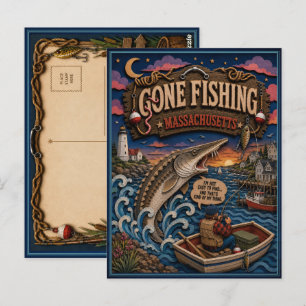 Massachusetts Gone Fishing Atlantic Sturgeon Postcard