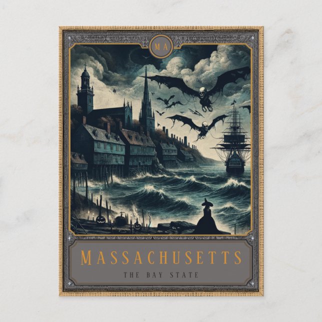 Massachusetts | Gothic Art Postcard (Front)