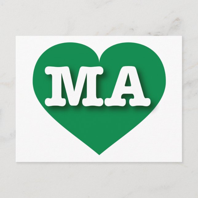 Massachusetts Green Heart - I love MA Postcard (Front)