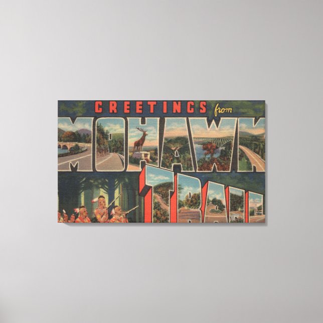 Massachusetts - Greetings from Mohawk Trail Canvas Print (Front)