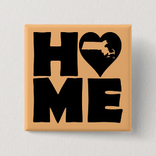 Massachusetts Home Heart State Button Badge Pin