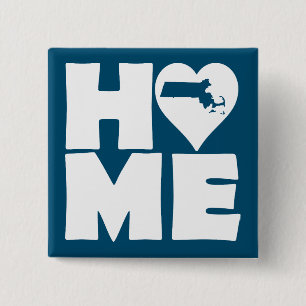 Massachusetts Home Heart State Button Badge Pin
