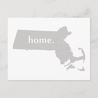 Massachusetts home silhouette state map postcard