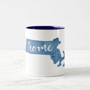 Massachusetts Home Wood Grain Two-Tone Coffee Mug