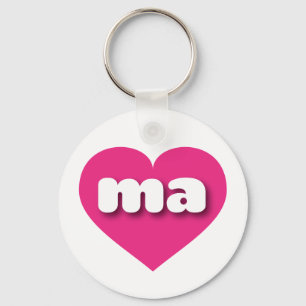 Massachusetts hot pink heart - I love ma Key Ring