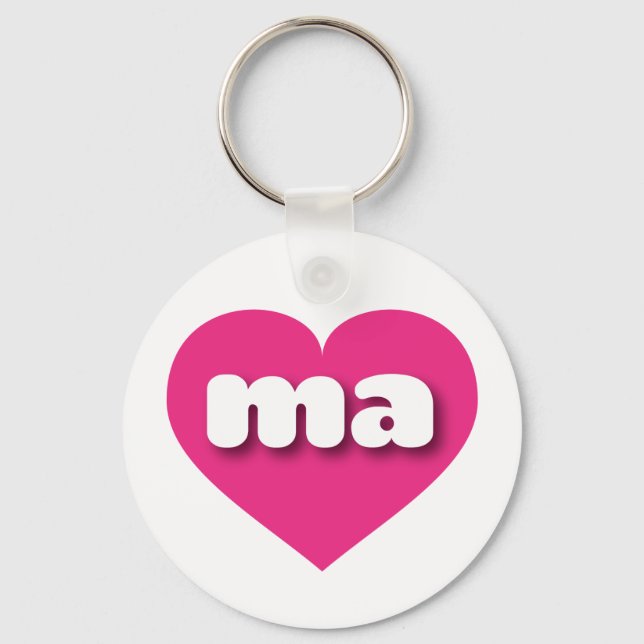 Massachusetts hot pink heart - I love ma Key Ring (Front)