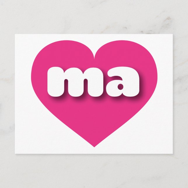 Massachusetts hot pink heart - I love ma Postcard (Front)