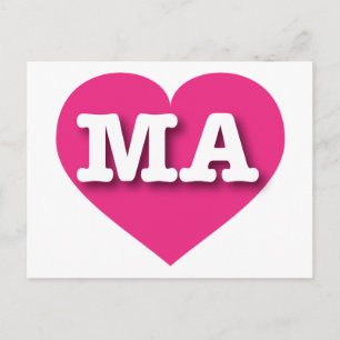 Massachusetts Hot Pink Heart - I love MA Postcard