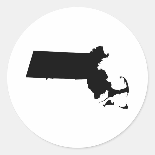 Massachusetts in Black Classic Round Sticker (Front)