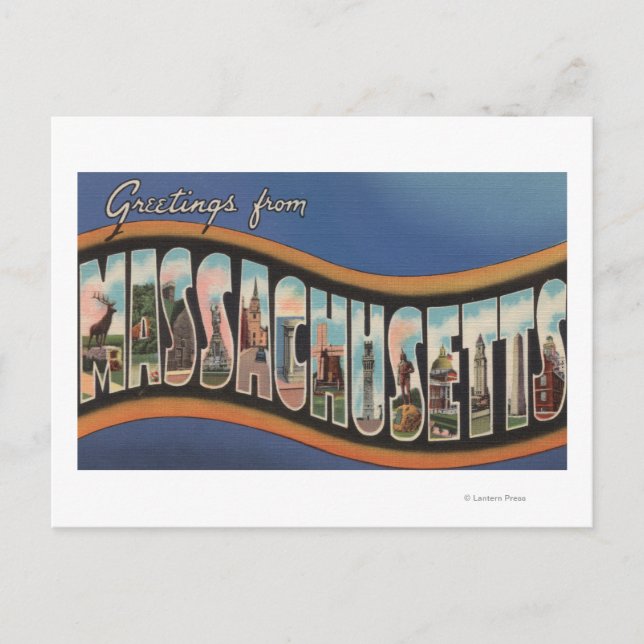 Massachusetts - Large Letter Scenes Postcard (Front)