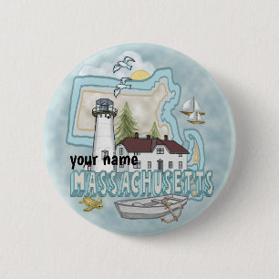 Massachusetts Lighthouse 6 Cm Round Badge