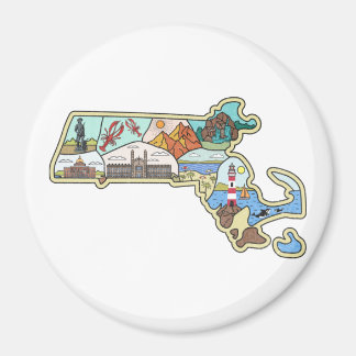 Massachusetts Map Boston Cape Cod Salem Souvenir Magnet