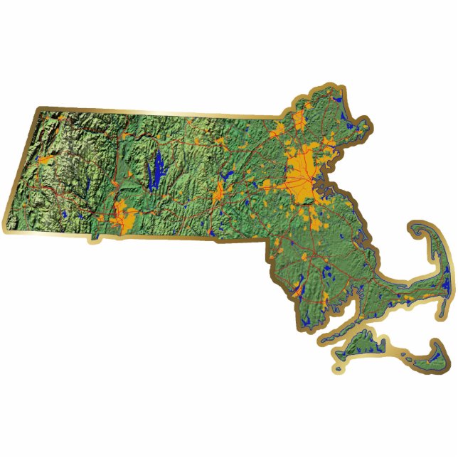 Massachusetts Map Magnet Cut Out (Front)