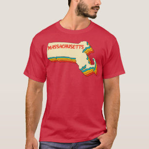 Massachusetts Map Outline Vintage Retro Home State T-Shirt