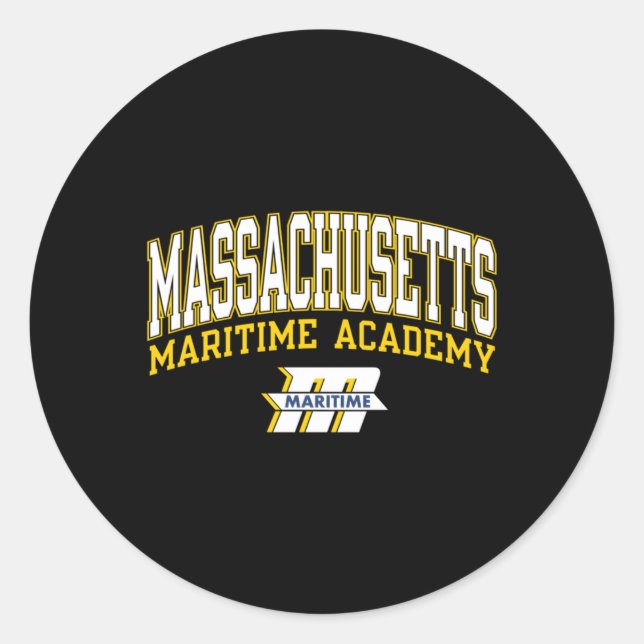 Massachusetts Maritime Buccaneers Arch Over Classic Round Sticker (Front)
