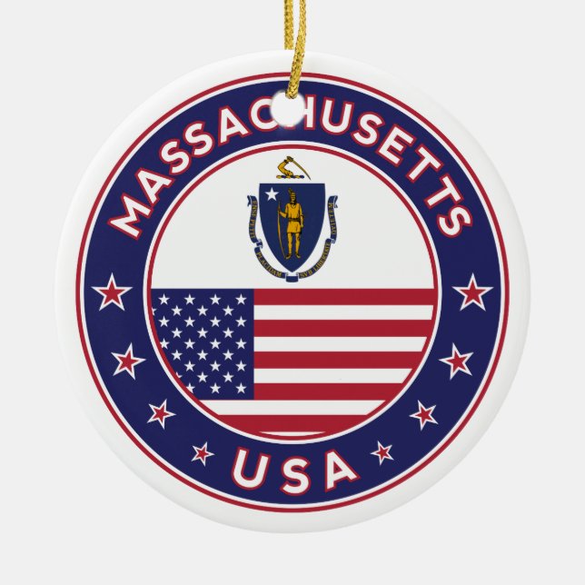 Massachusetts, Massachusetts sticker, phone case Ceramic Tree Decoration (Front)