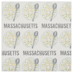 Massachusetts New England Clam Chowder Foodie MA Fabric
