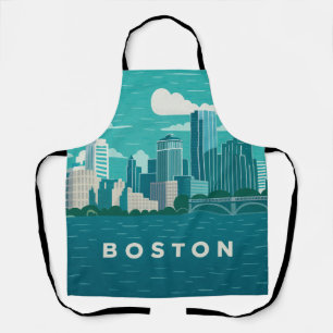 Massachusetts Night Cityscape Boston City Apron