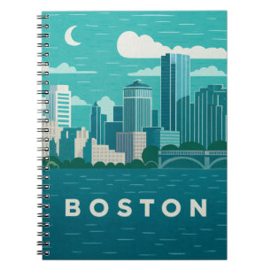 Massachusetts Night Cityscape Boston City Notebook