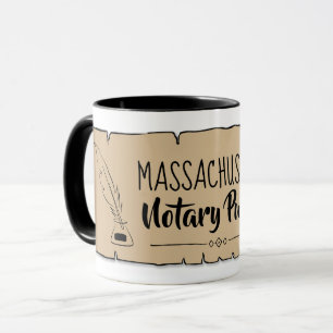 Massachusetts Notary Public Scroll Feather Quill Mug